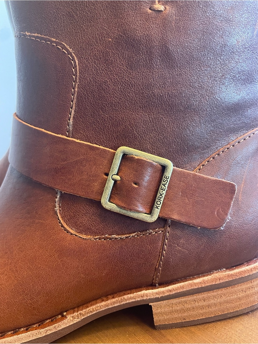 NIB Kork-Ease Women's Brown/Tan Leather Boots with buckles - Picture 8 of 14
